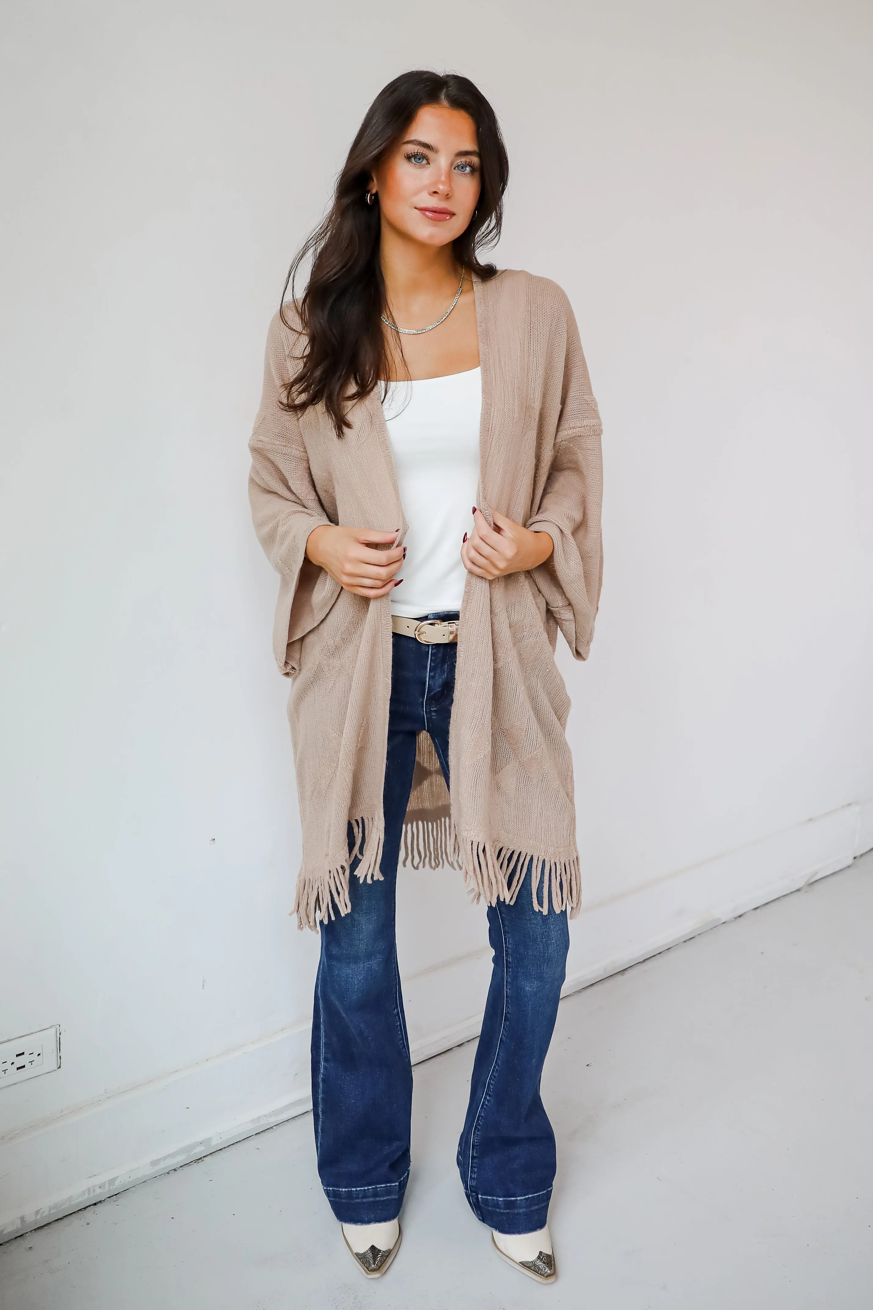 Cozy Inclination Beige Fringe Shawl - DOORBUSTER