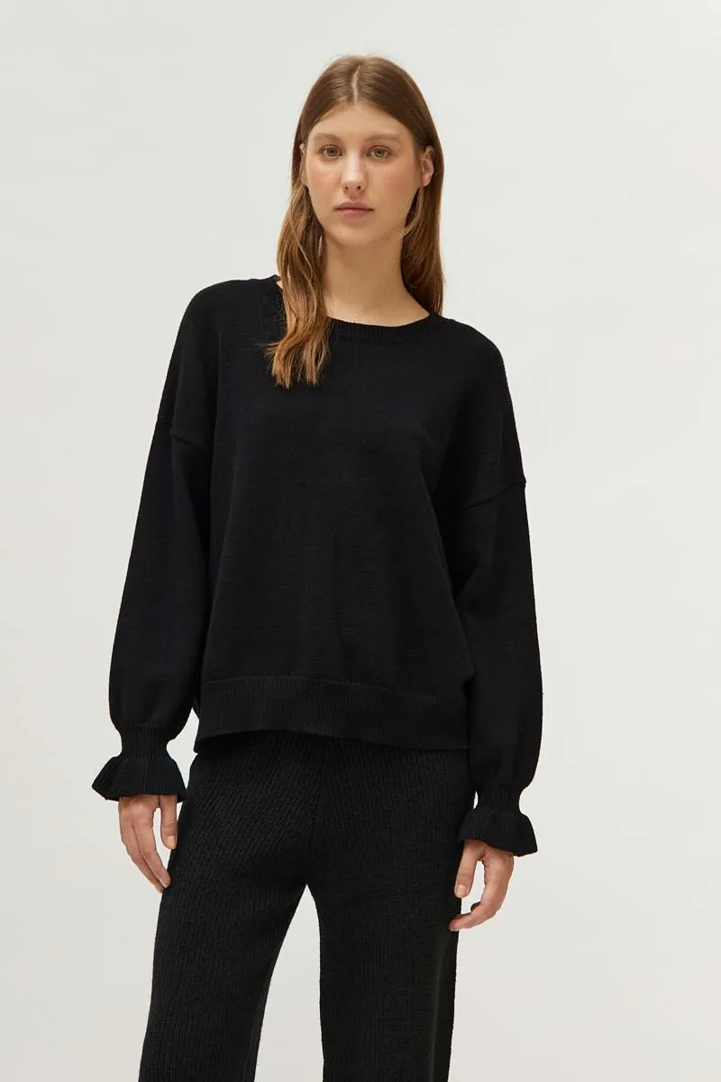 Cuff Detail Sweater - Black