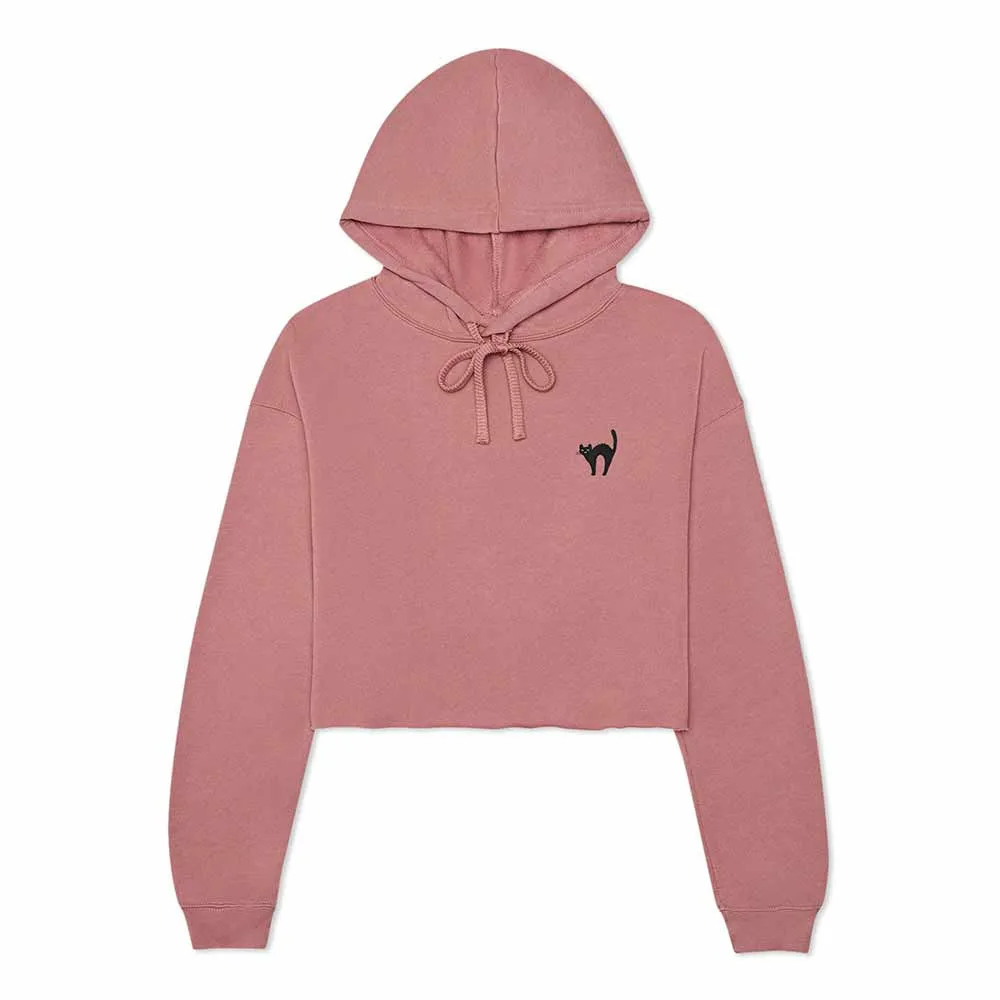 Dalix Black Cat Cropped Hoodie