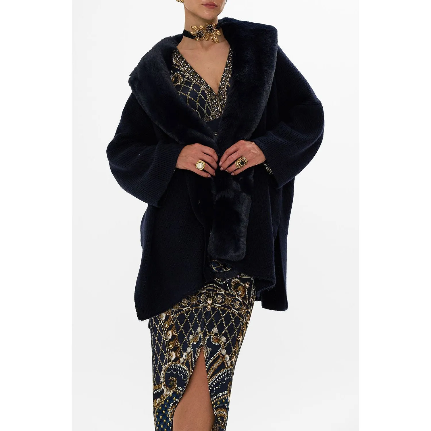 Dance With The Duke Knit Relaxed Layer With Faux Fur