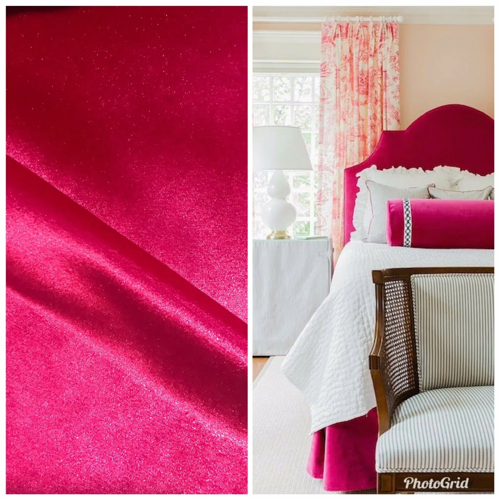 Designer Drapery And Upholstery Velvet Fabric - Solid Fuchsia Pink- BTY