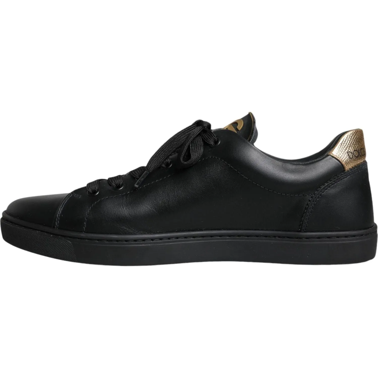 Dolce & Gabbana Black Leather Heart Low Top Casual Sneaker Shoes