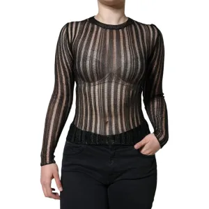 Dolce & Gabbana Black Stripe See Through Long Sleeves Top