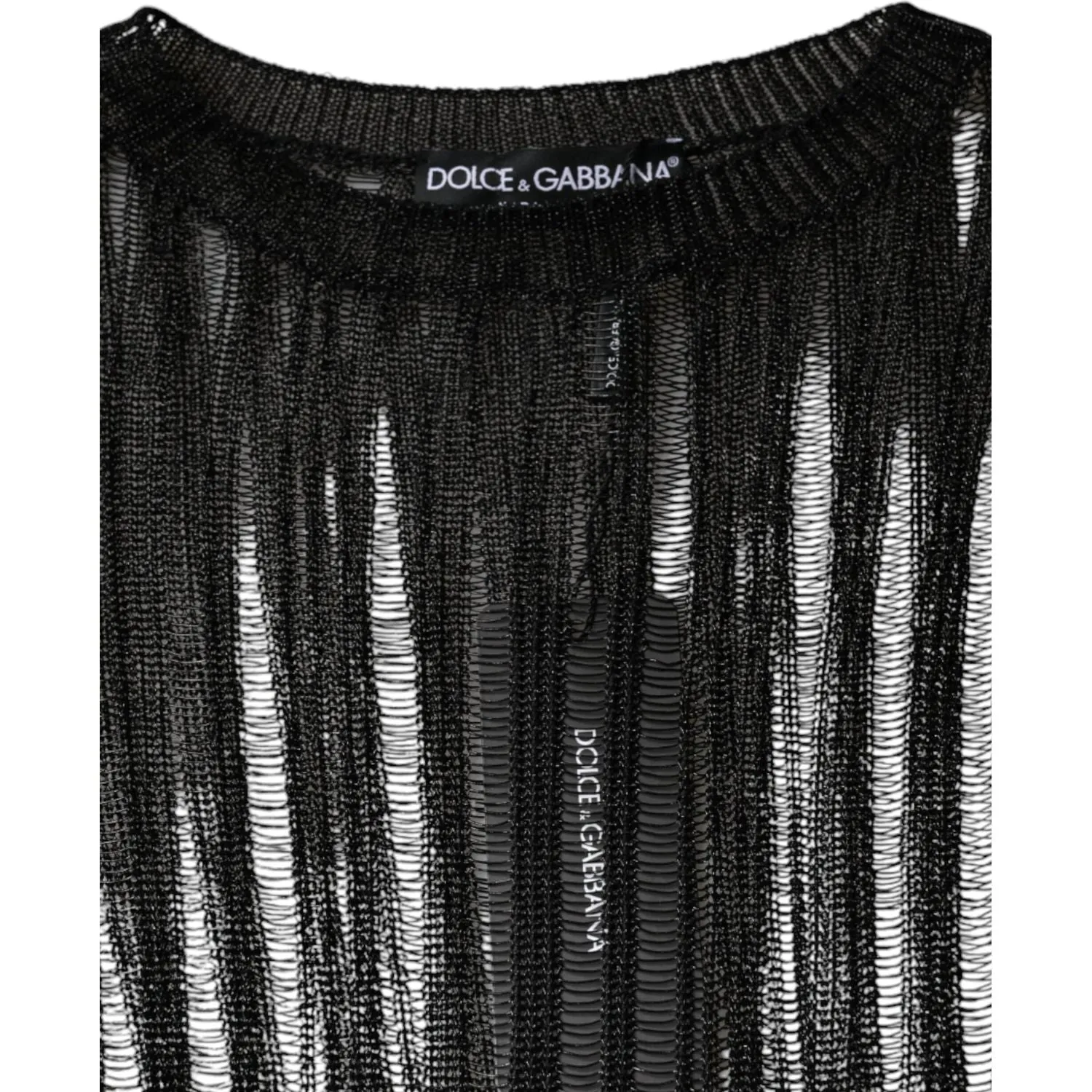 Dolce & Gabbana Black Stripe See Through Long Sleeves Top