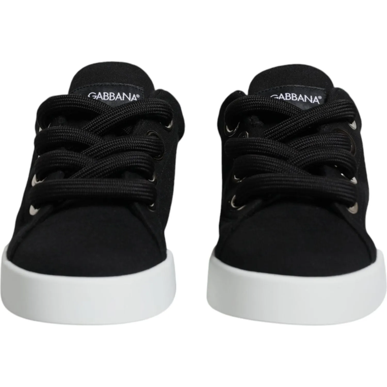 Dolce & Gabbana Black White Portofino Low Top Sneakers Shoes