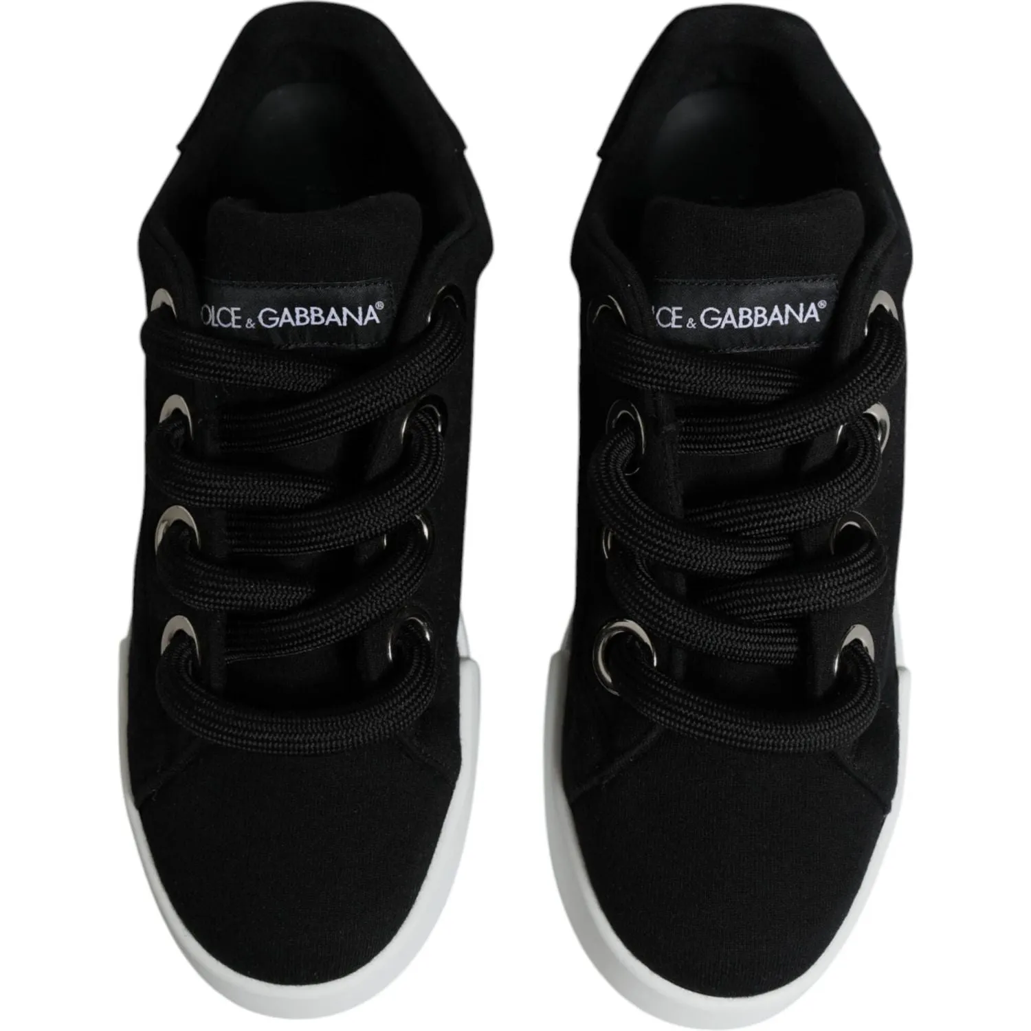 Dolce & Gabbana Black White Portofino Low Top Sneakers Shoes