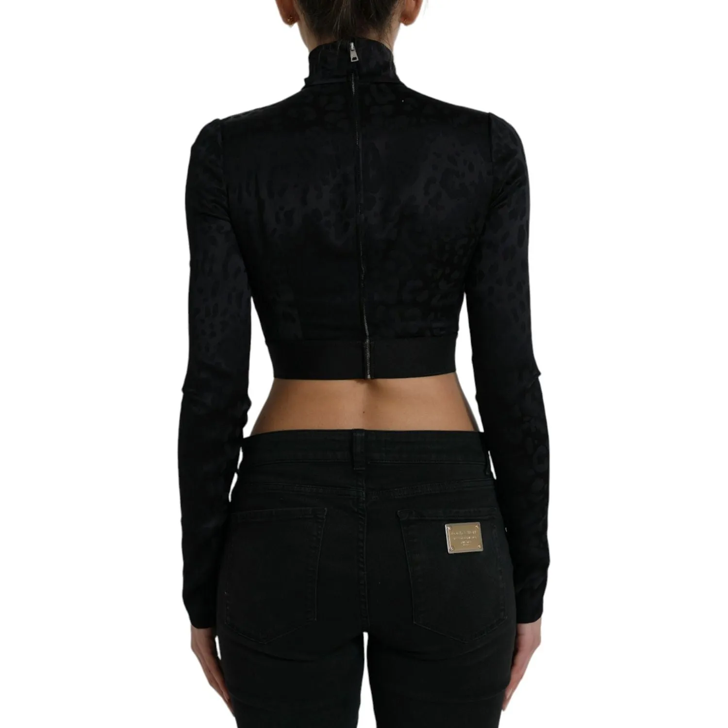 Dolce & Gabbana Elegant Black Cropped Top with Zip Closure