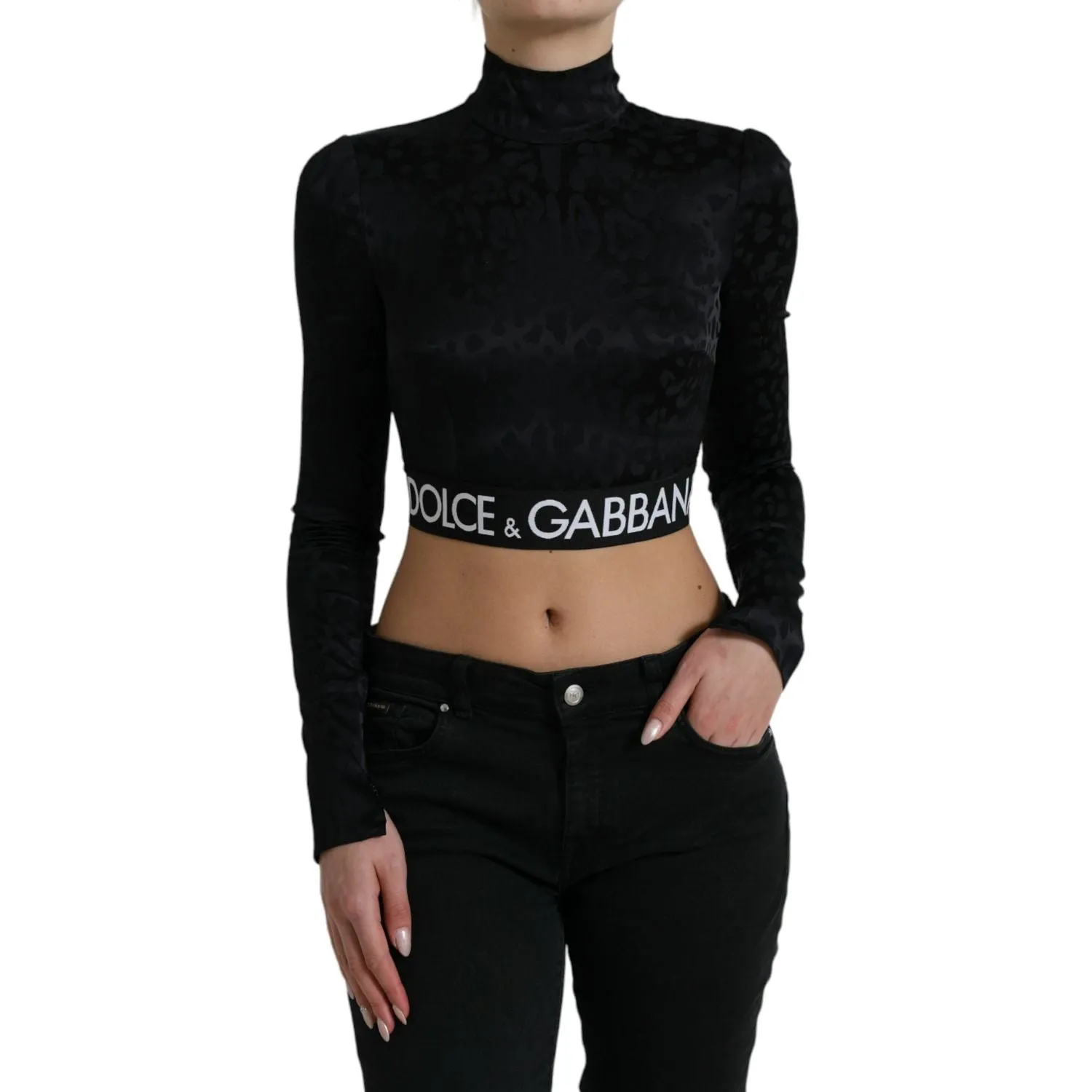 Dolce & Gabbana Elegant Black Cropped Top with Zip Closure