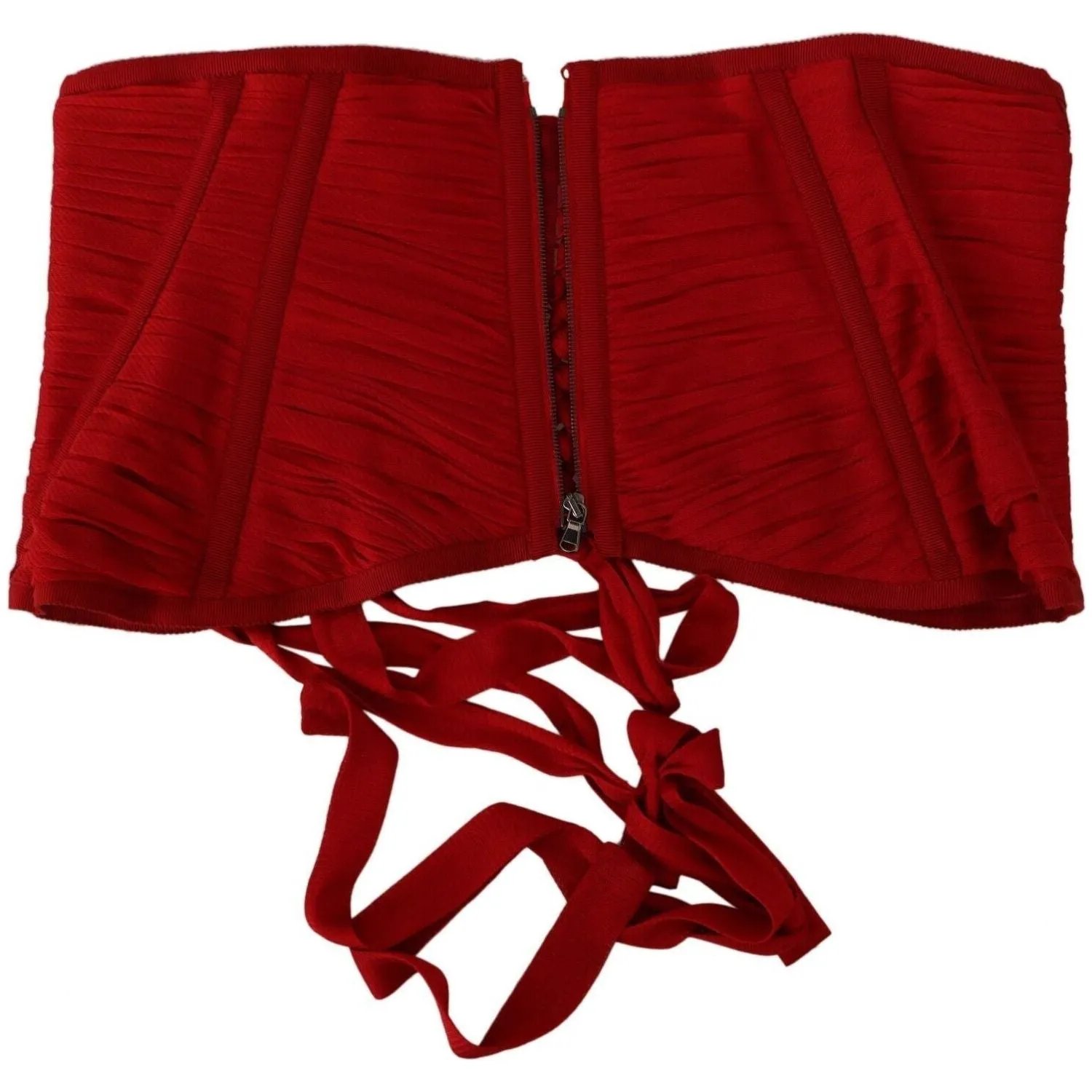 Dolce & Gabbana Elegant Red Silk Corset Belt Top