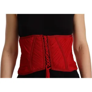 Dolce & Gabbana Elegant Red Silk Corset Belt Top