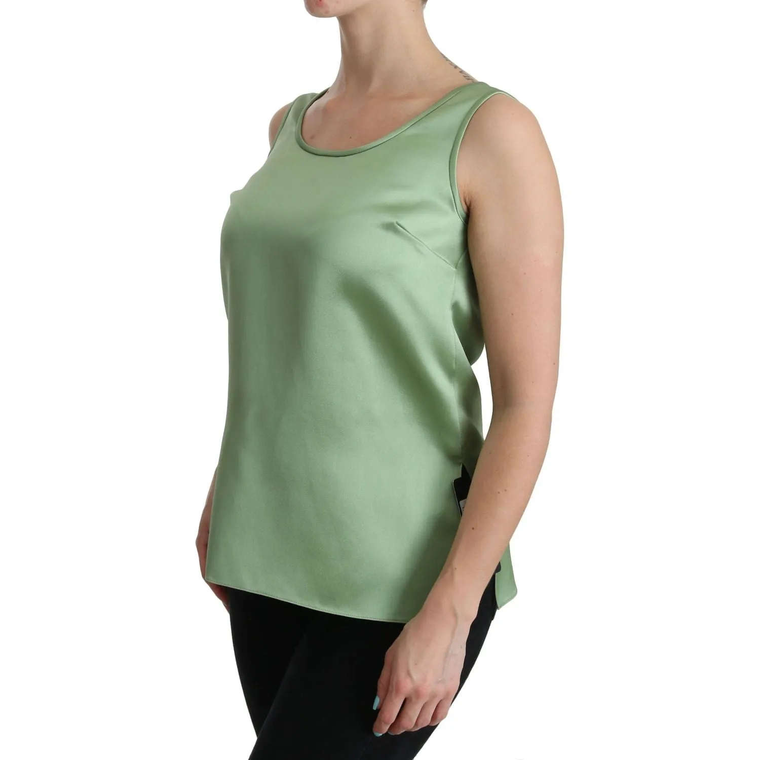 Dolce & Gabbana Elegant Silk Sleeveless Top in Light Mint Green