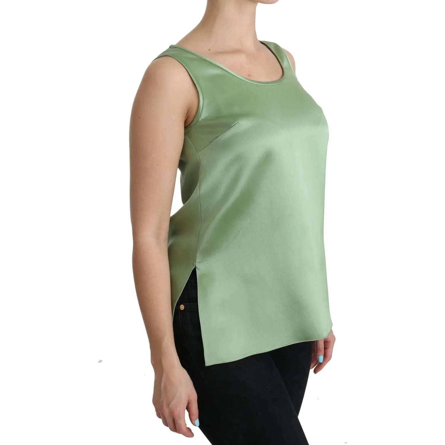 Dolce & Gabbana Elegant Silk Sleeveless Top in Light Mint Green