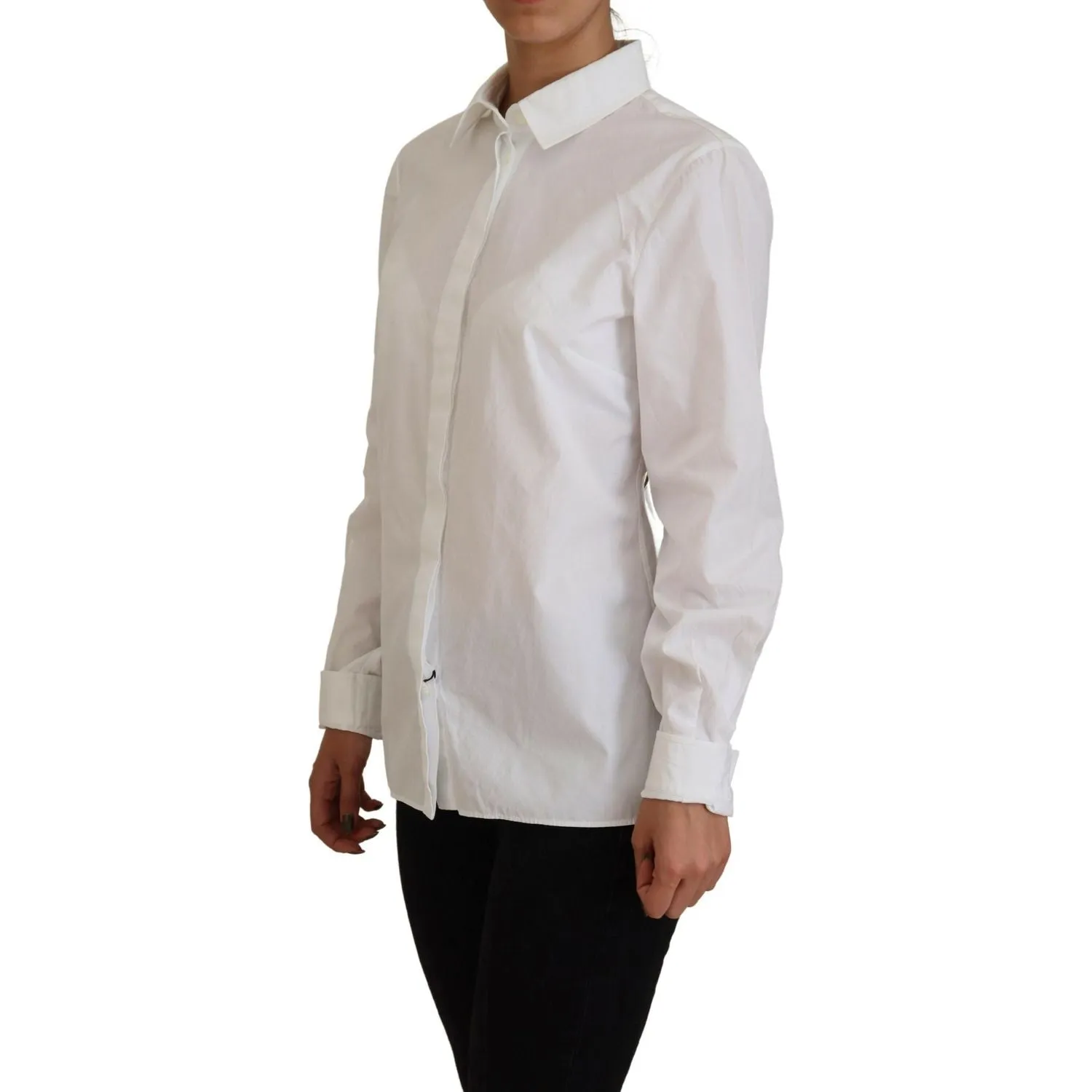 Dolce & Gabbana Elegant White Cotton Button-Up Top