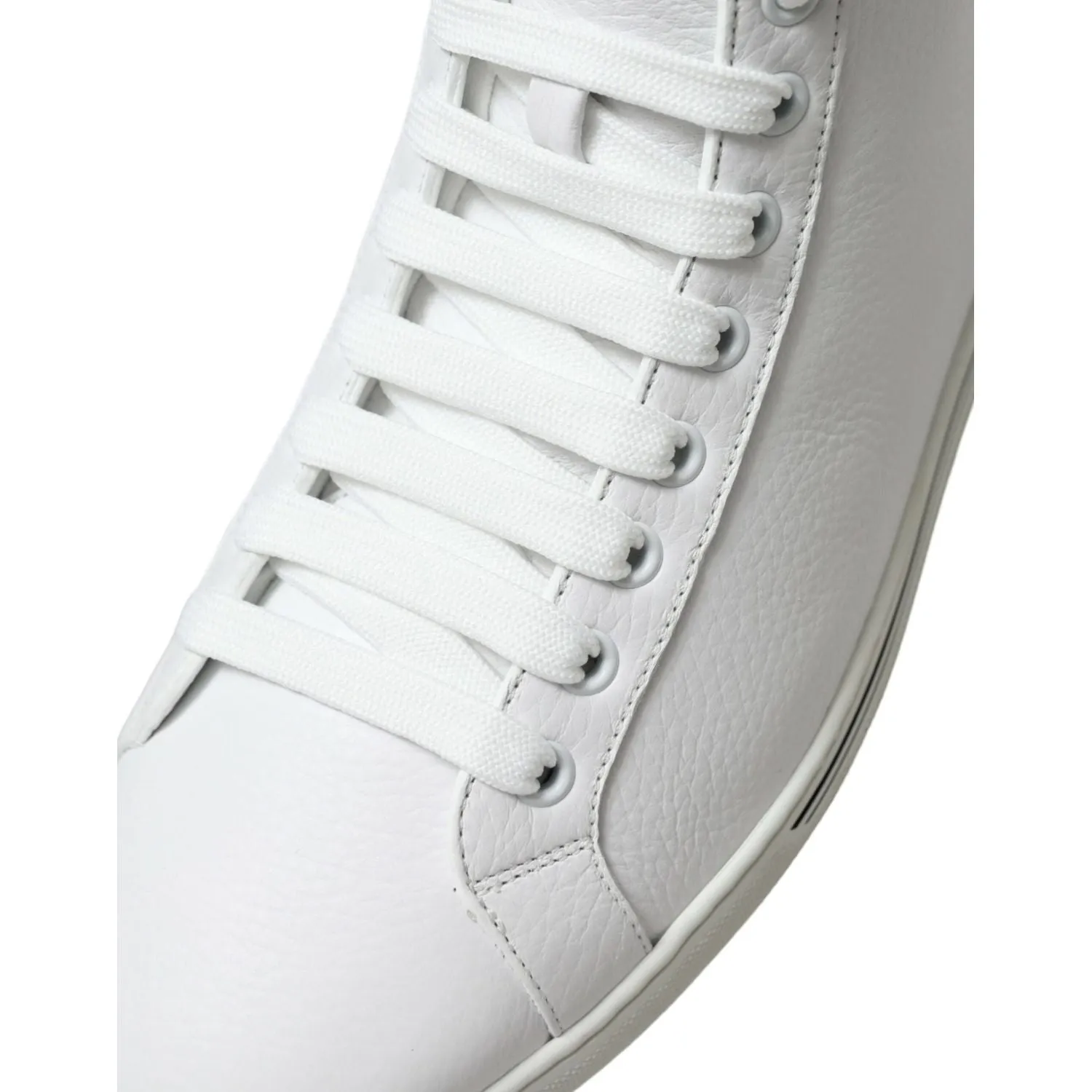 Dolce & Gabbana Elegant White Leather High Top Sneakers