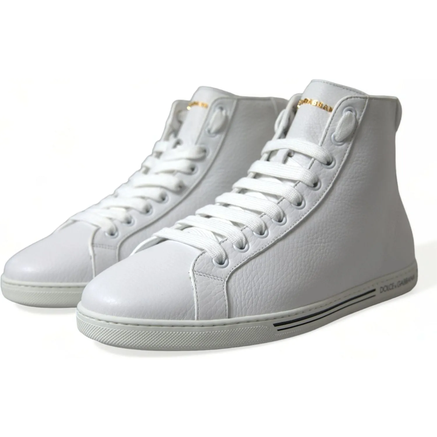 Dolce & Gabbana Elegant White Leather High Top Sneakers