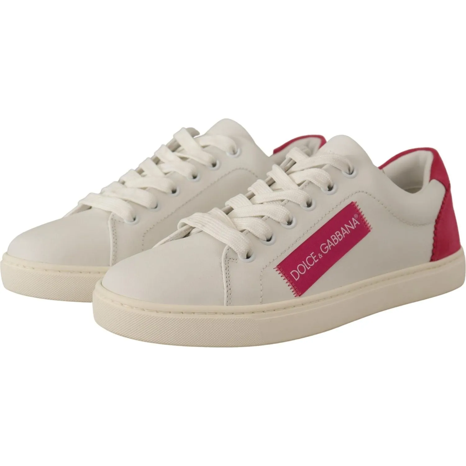 Dolce & Gabbana Elegant White Leather Low-Top Sneakers