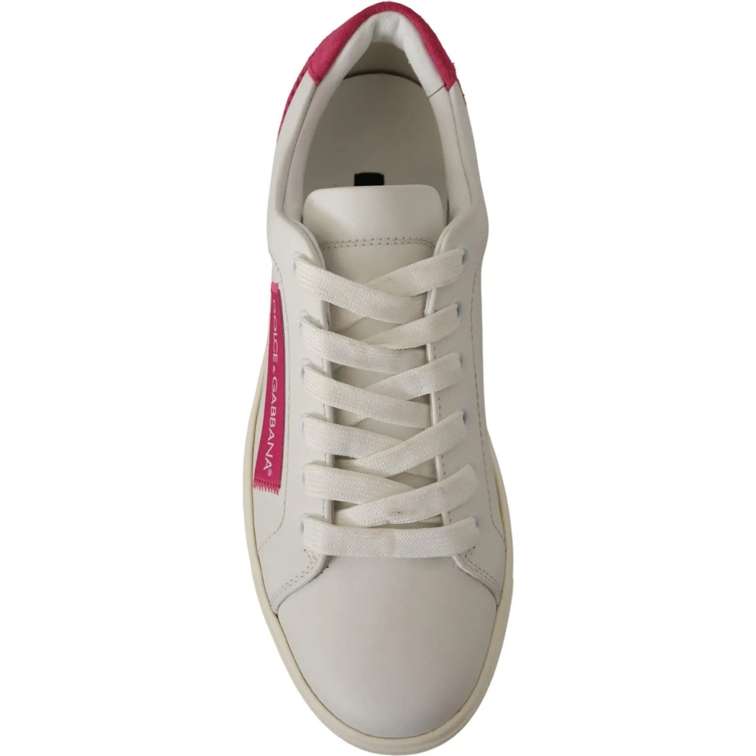 Dolce & Gabbana Elegant White Leather Low-Top Sneakers