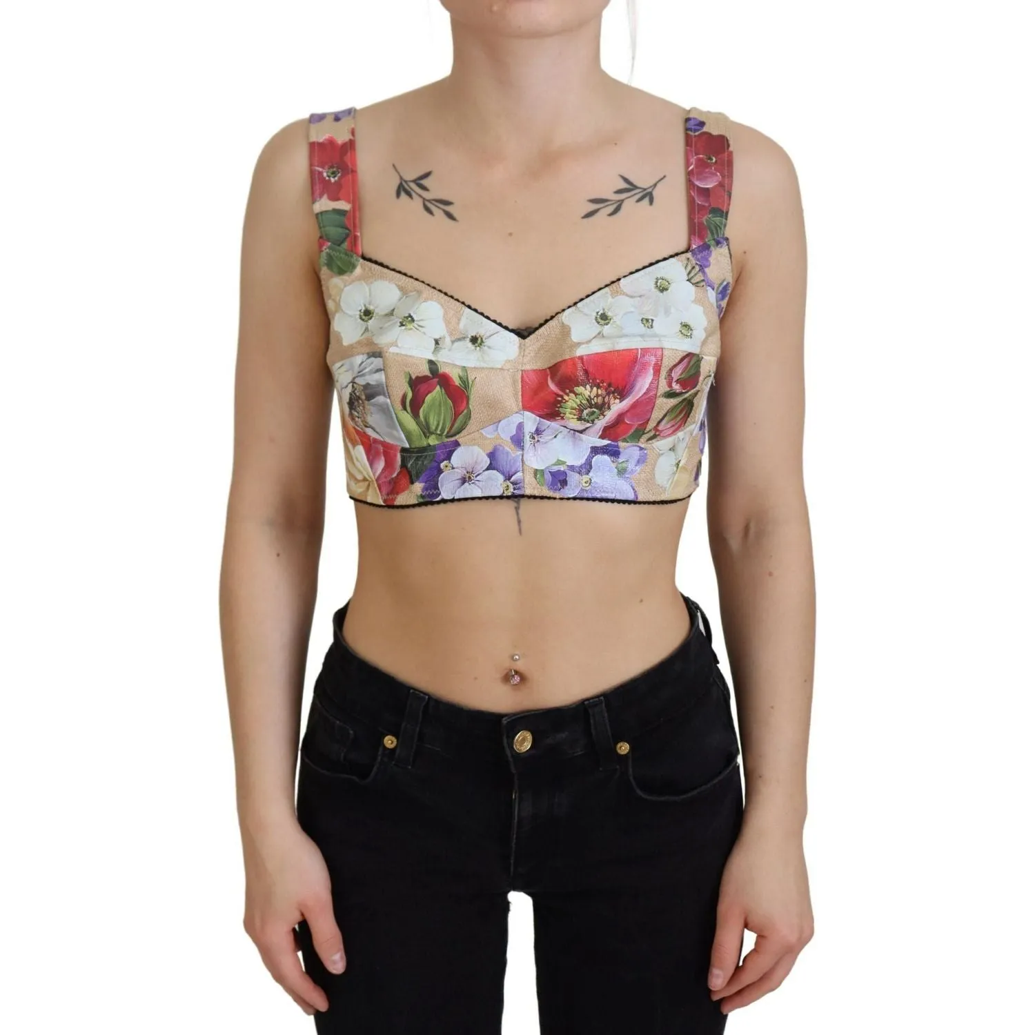 Dolce & Gabbana Floral Print Bustier Crop Top