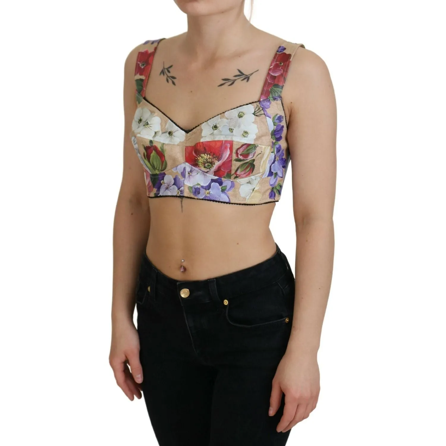 Dolce & Gabbana Floral Print Bustier Crop Top