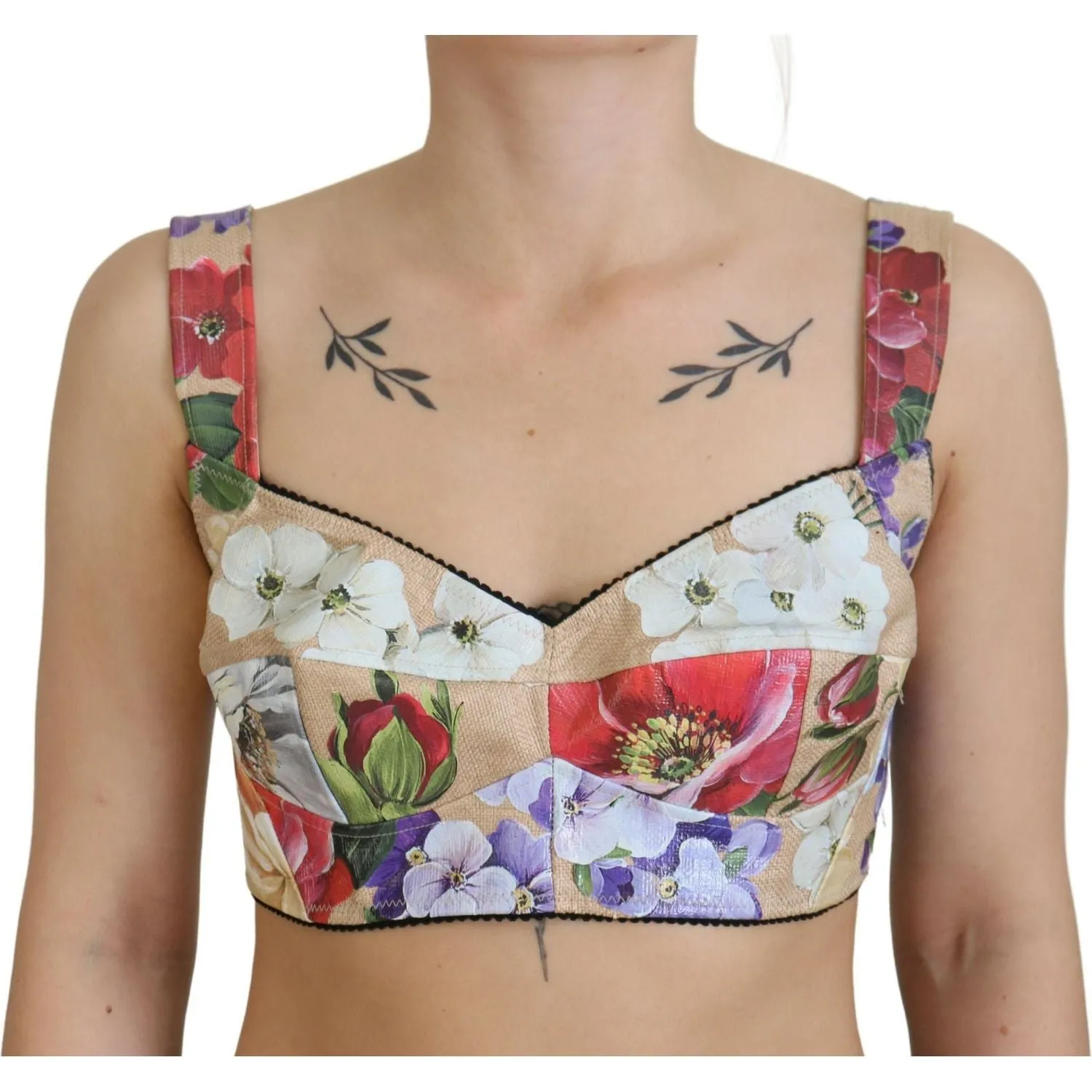 Dolce & Gabbana Floral Print Bustier Crop Top