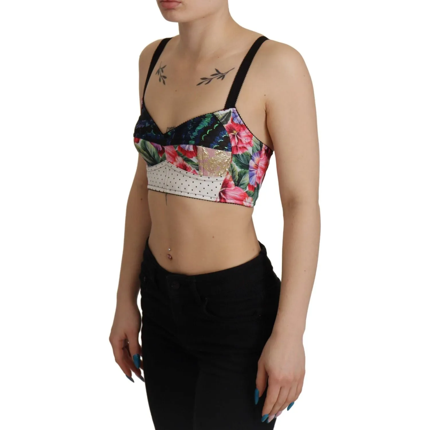 Dolce & Gabbana Floral Print Cropped Corset Top