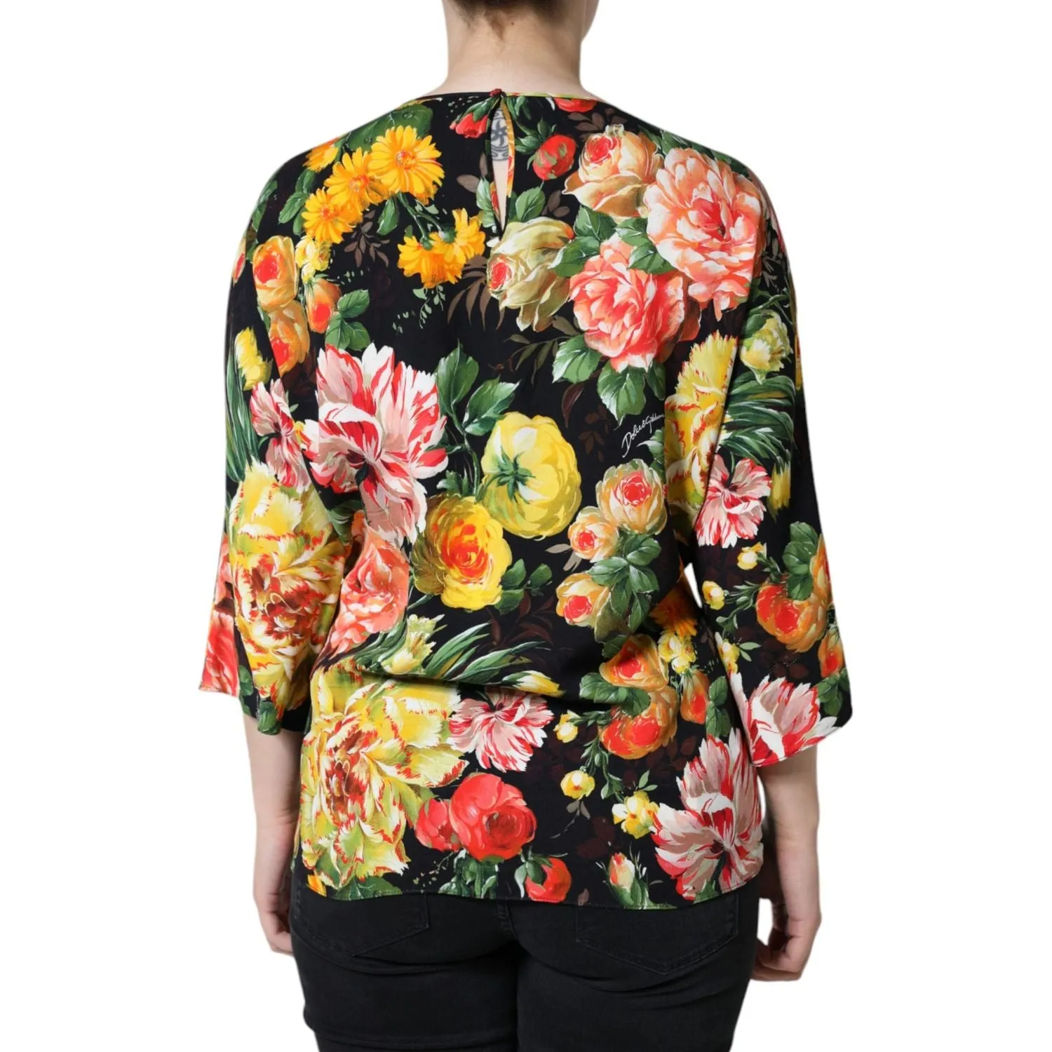 Dolce & Gabbana Multicolor Floral Viscose Round Neck Blouse Top