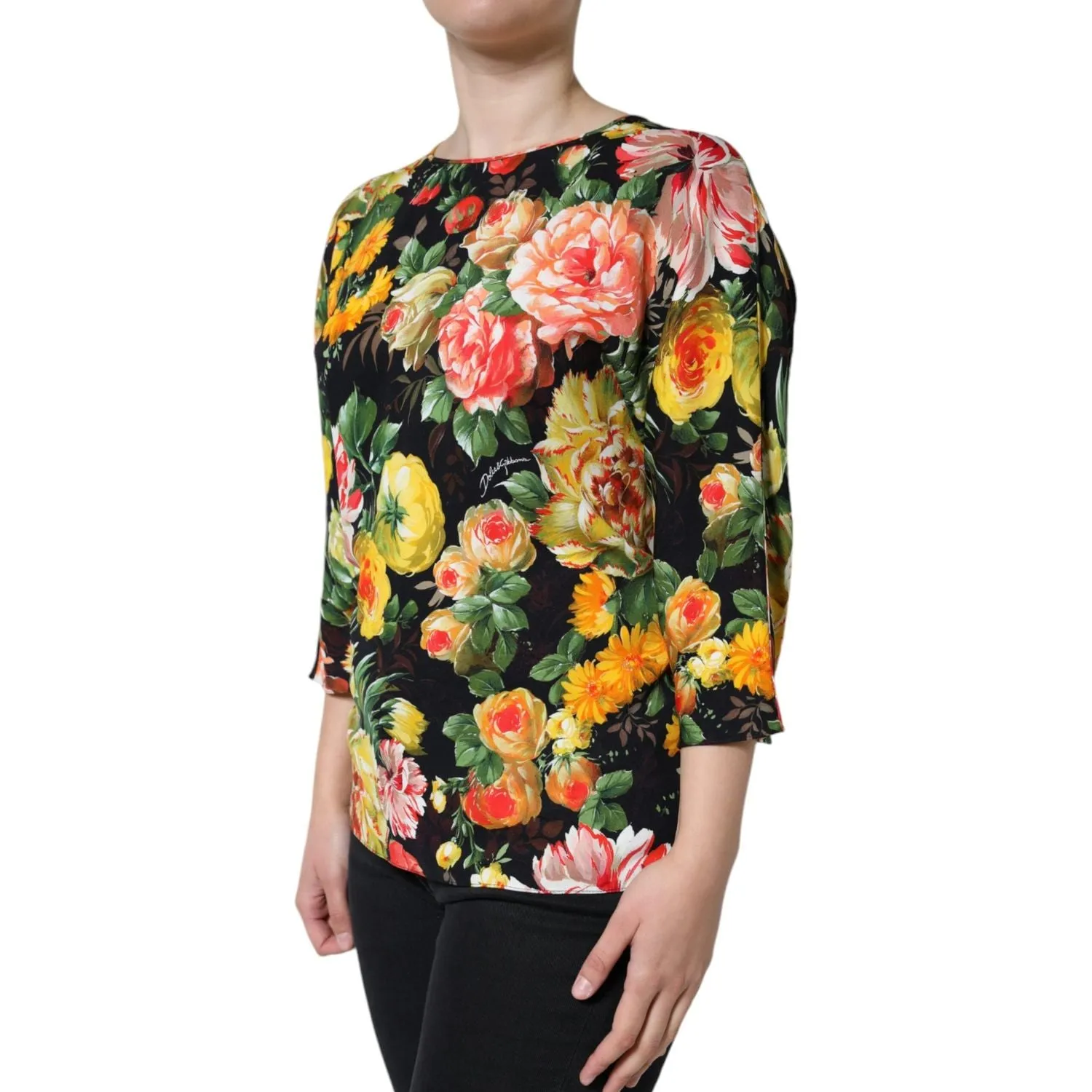 Dolce & Gabbana Multicolor Floral Viscose Round Neck Blouse Top