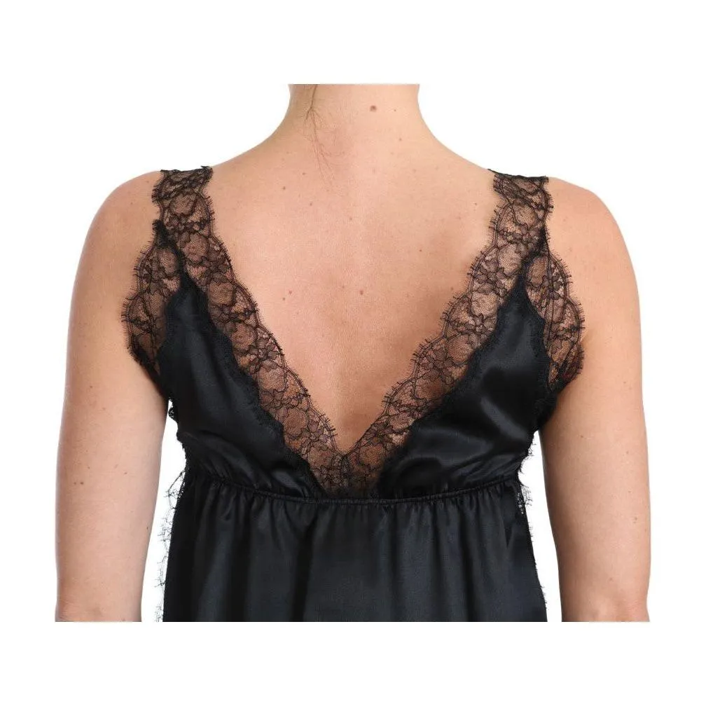 Dolce & Gabbana Sultry Silk Blend Lingerie Top in Black