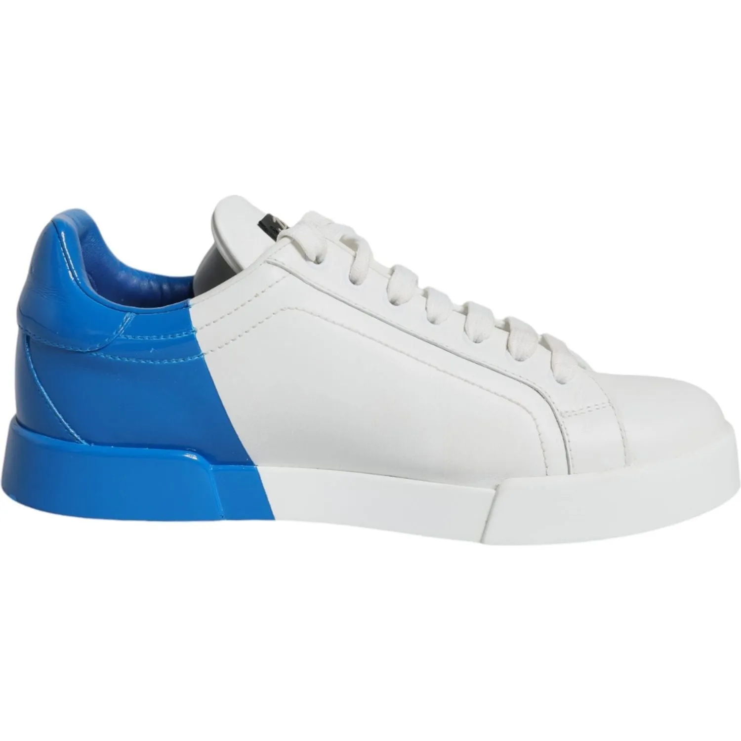 Dolce & Gabbana White Blue Portofino Low Top Sneakers Shoes