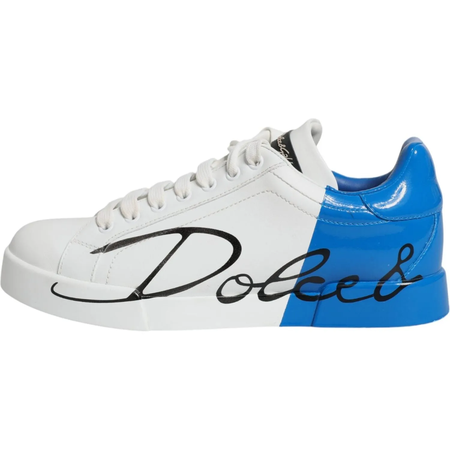 Dolce & Gabbana White Blue Portofino Low Top Sneakers Shoes