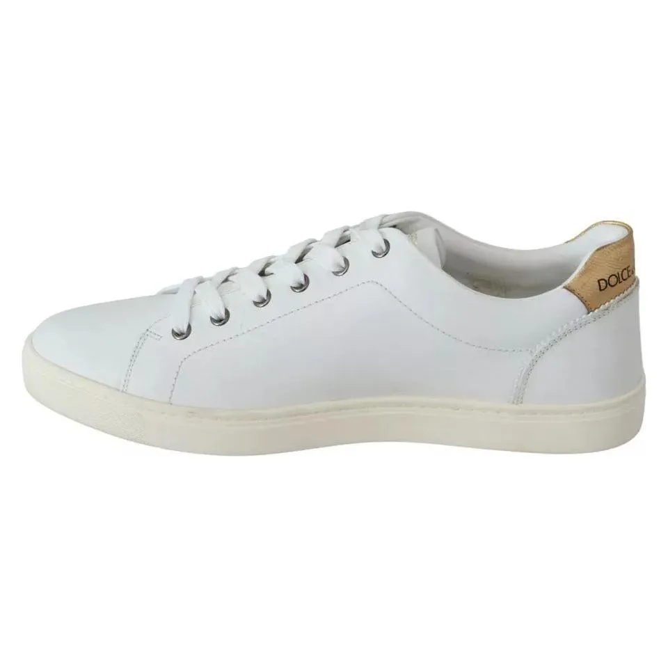 Dolce & Gabbana White Leather Heart Low Top Sneakers Men Shoes