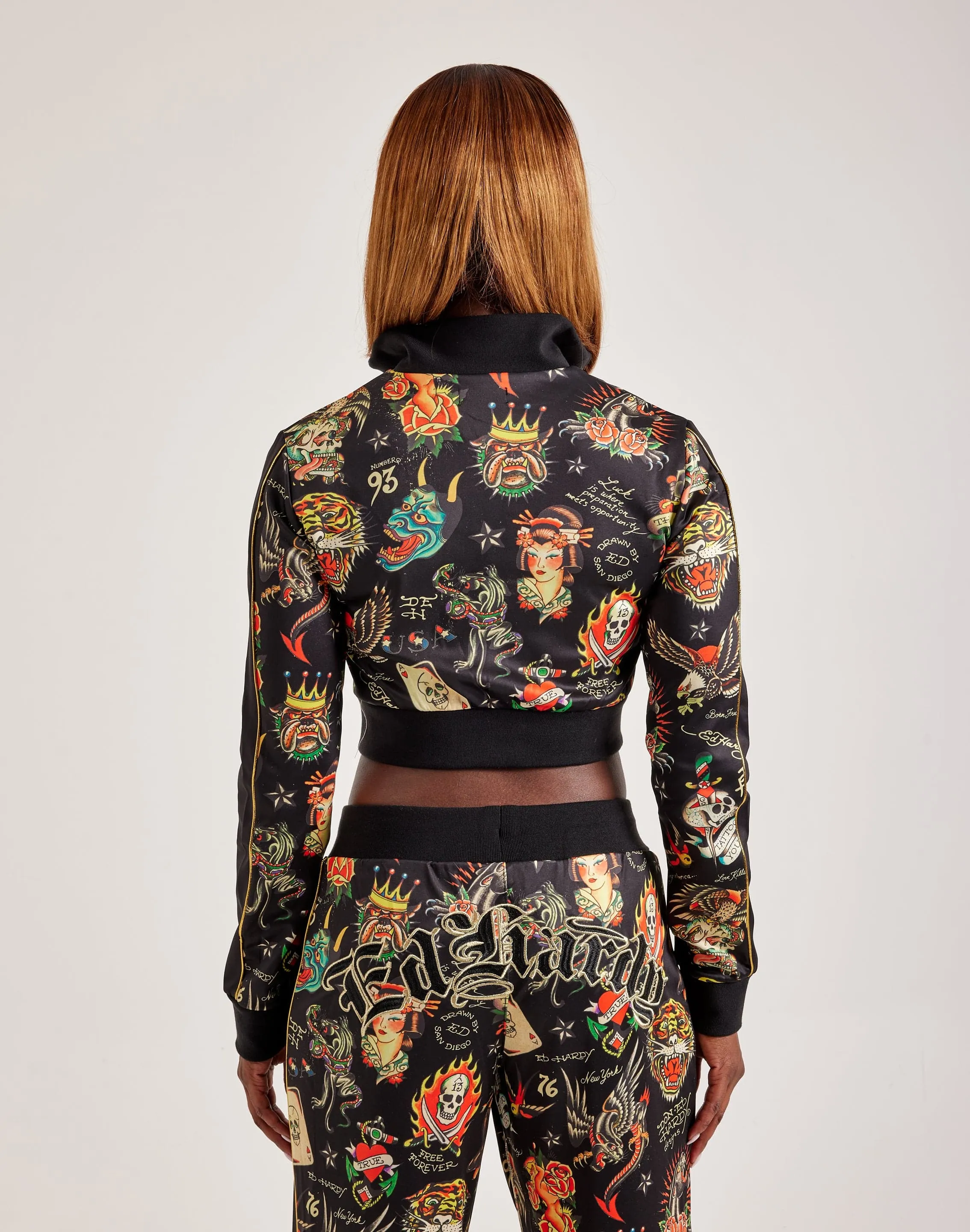 Ed Hardy Shrunken Flashboard Cropped Track Jacket