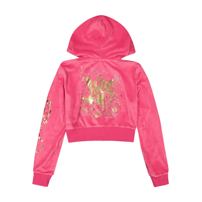 ED HARDY Tattoo Eagle Y2K Velour Hoodie