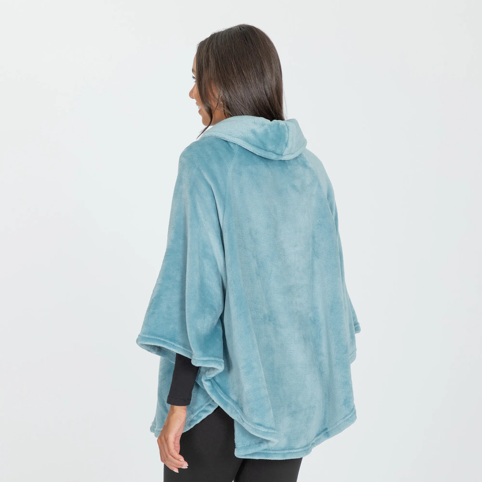 Embroidered Paw Print Fleece Poncho