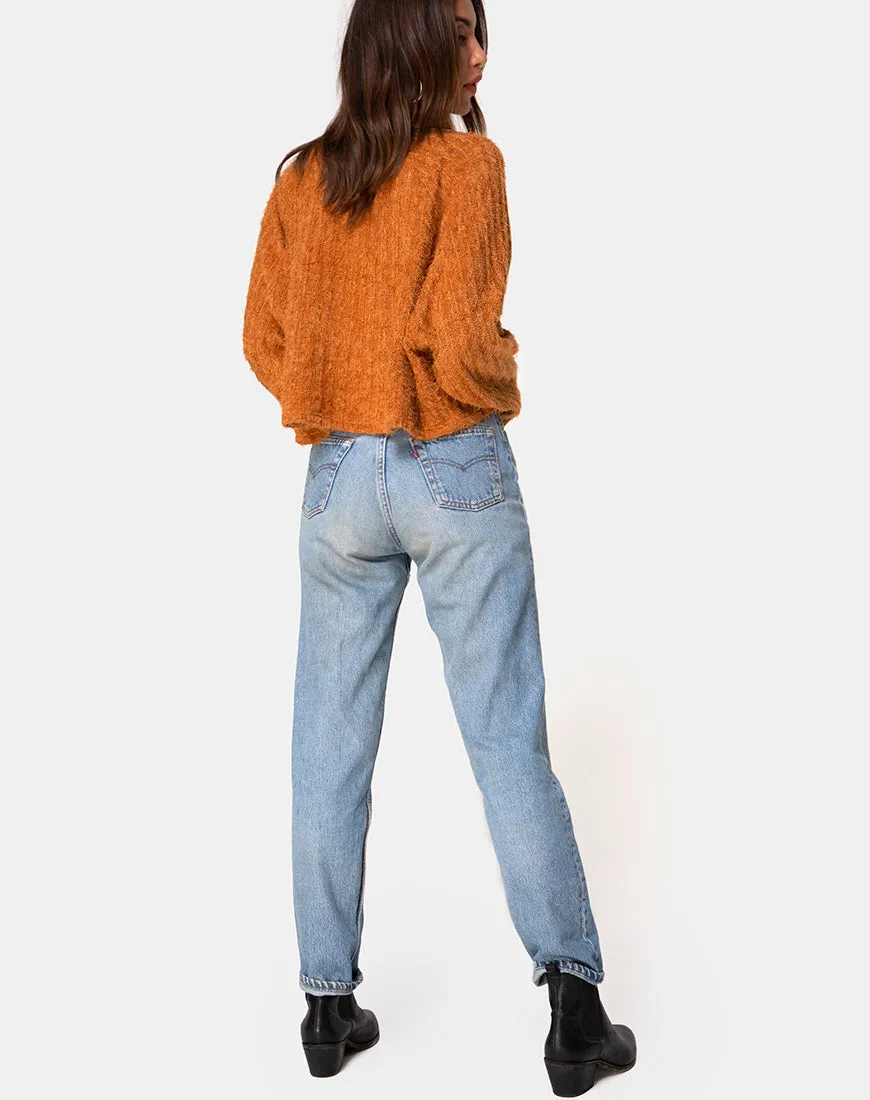 Evie Cropped Sweatshirt in Rust Knit