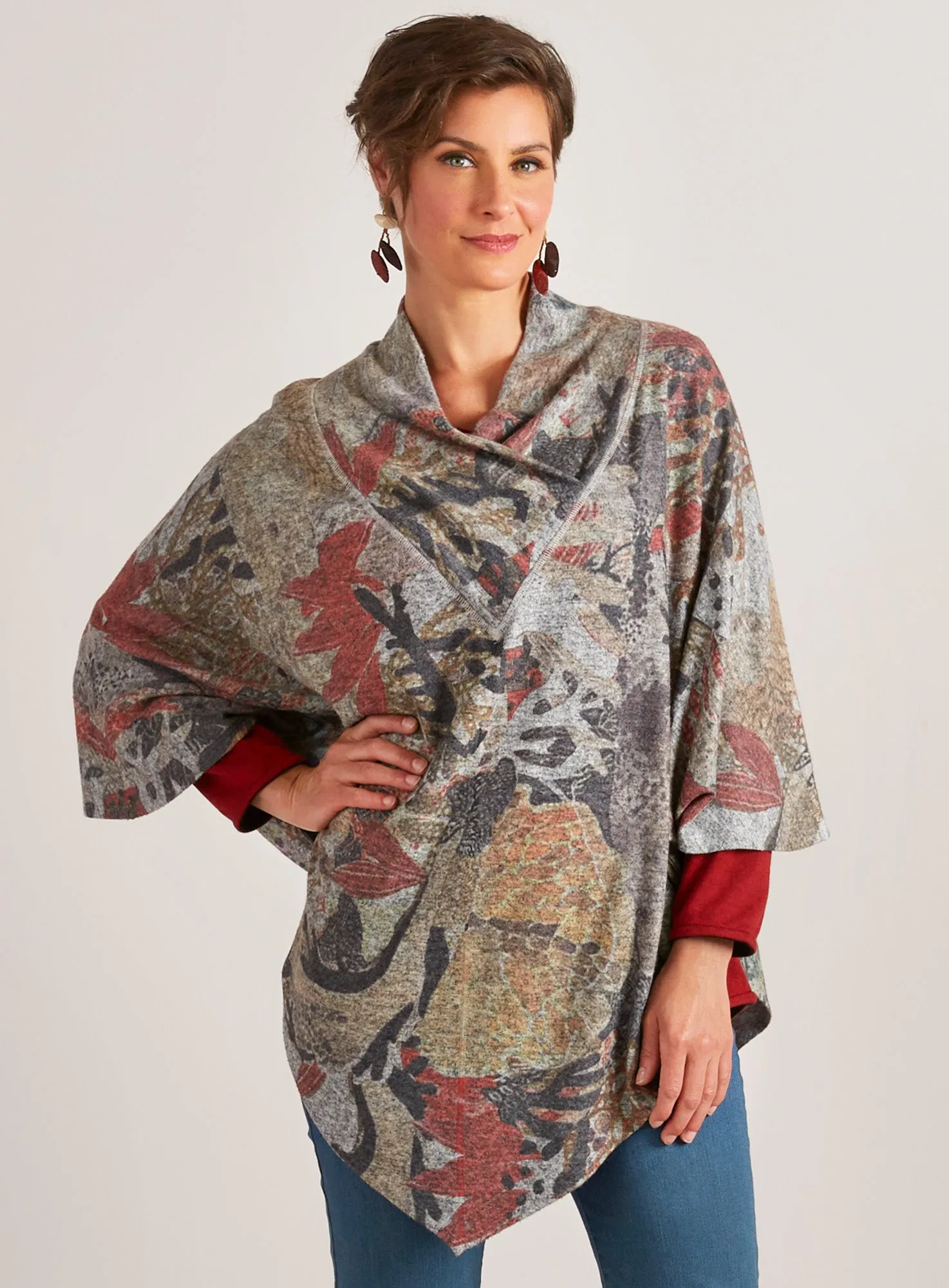 Falling Leaves Knit Poncho