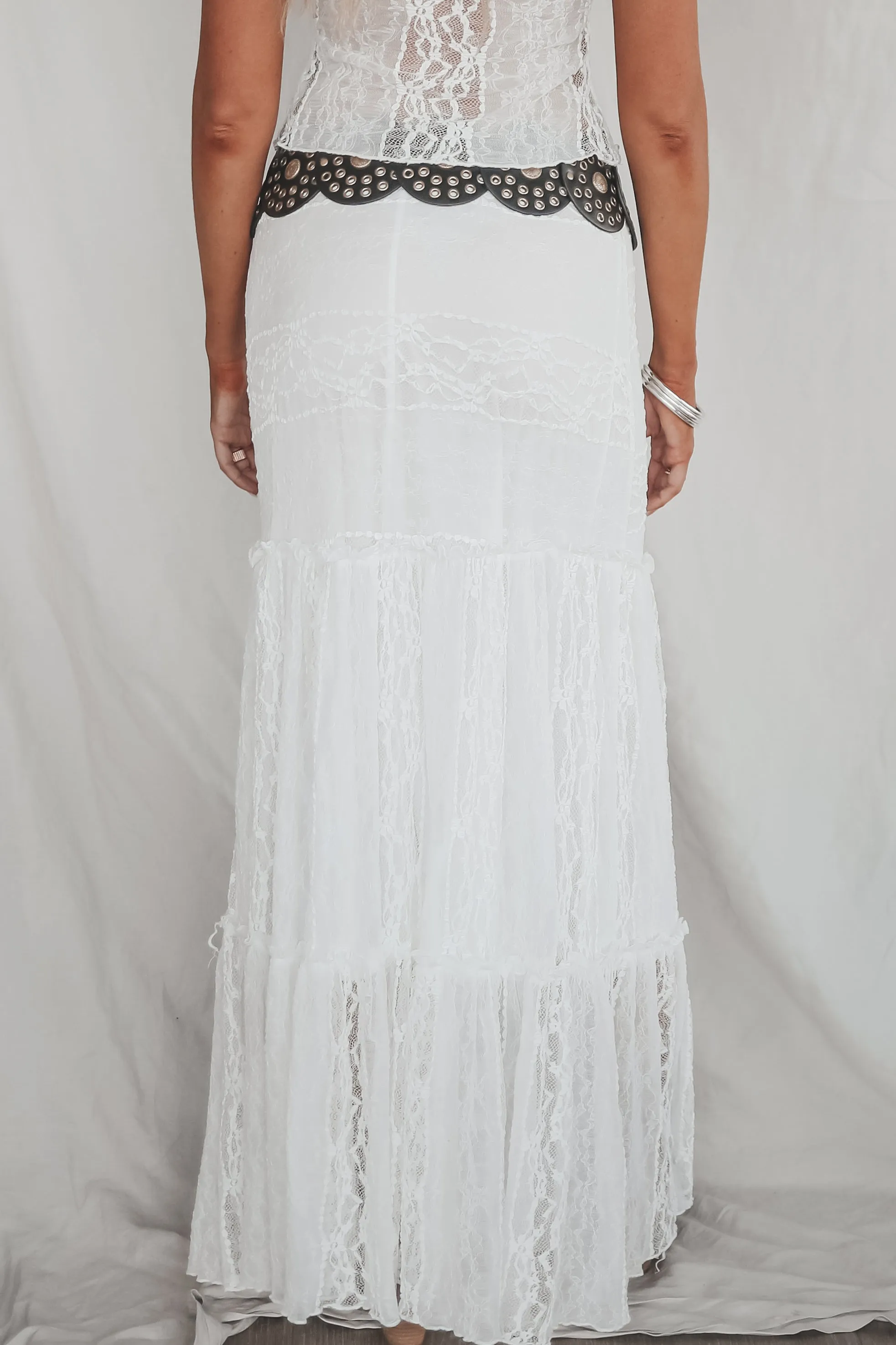 Feelling The Love White Lace Maxi Skirt