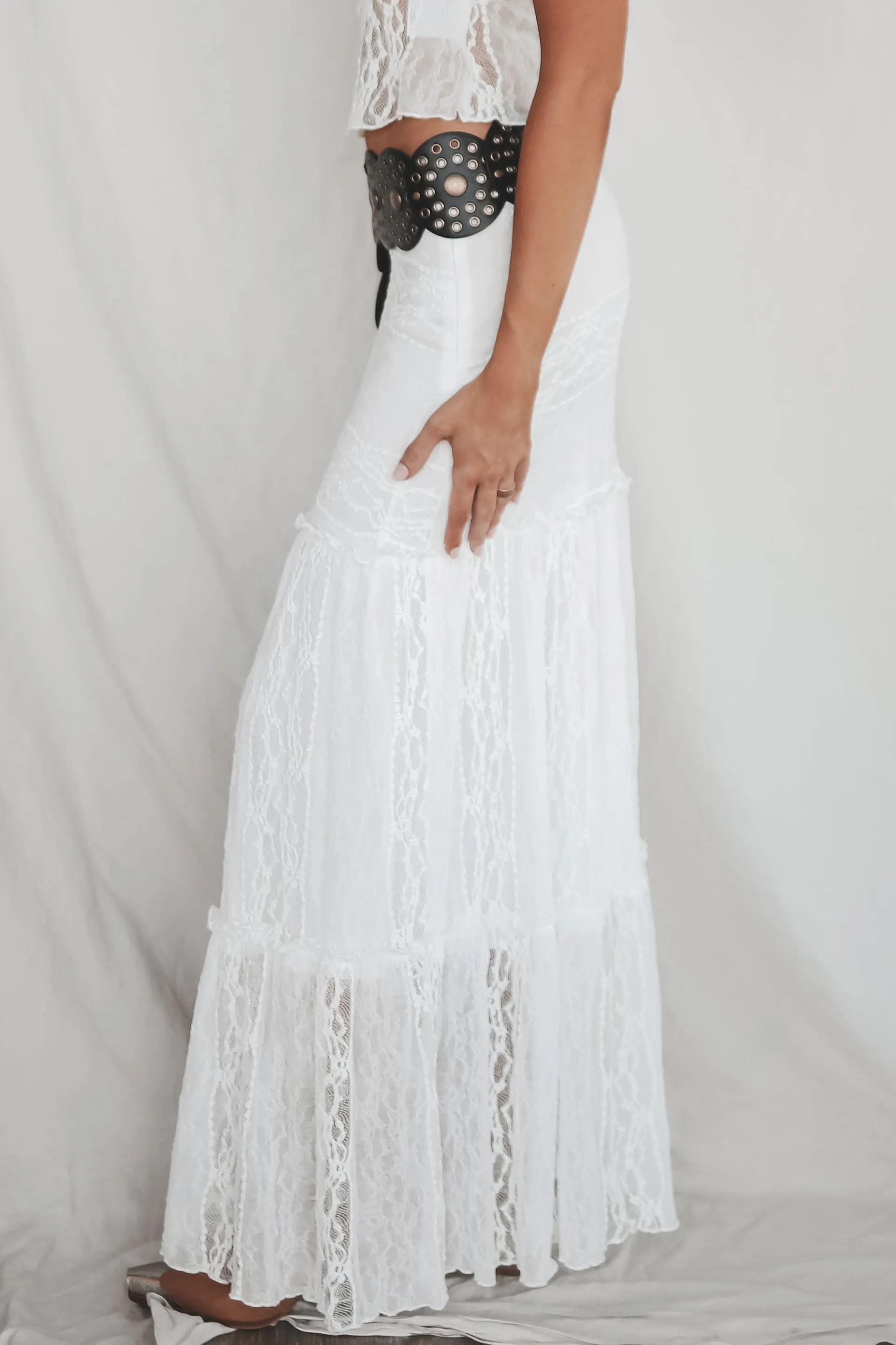 Feelling The Love White Lace Maxi Skirt