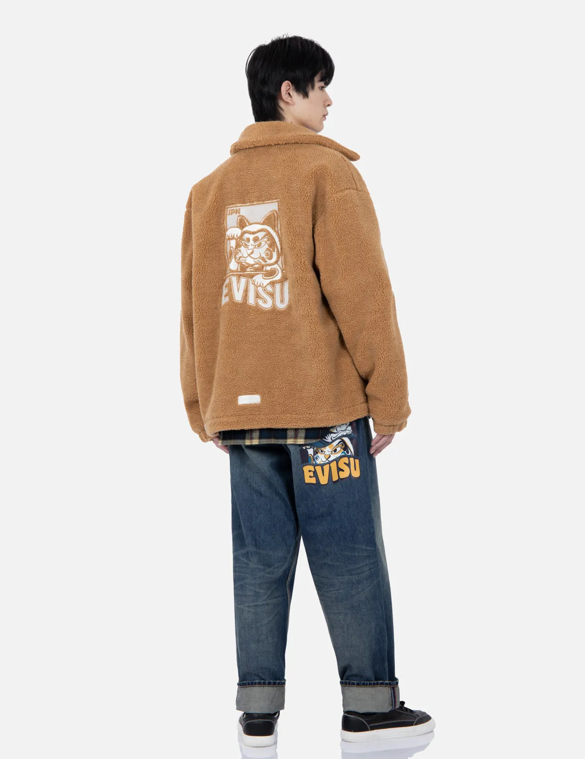 Fortune Cat Appliqué Sherpa Jacket