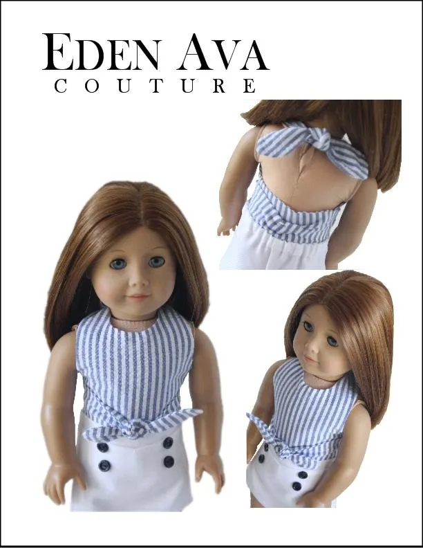 FREE Wrap Around Reversible Halter Top 18" Doll Clothes Pattern