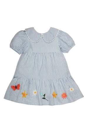 Frugi Cassie Collared Dress Beach Hut Blue Stripe