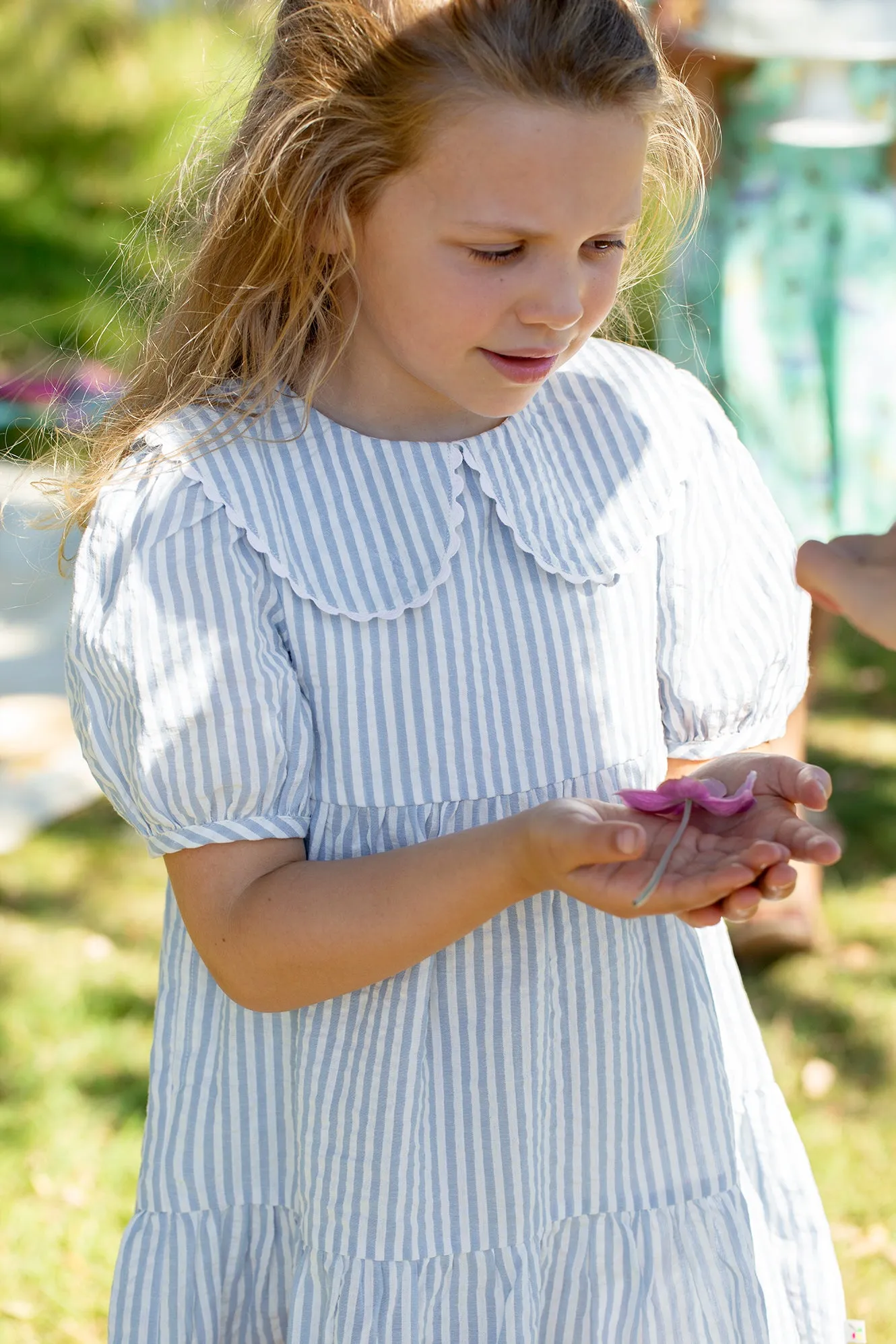 Frugi Cassie Collared Dress Beach Hut Blue Stripe