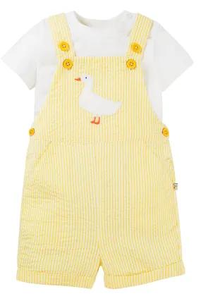 Frugi Godrevy Dungaree Outfit Dandelion Seersucker Duck