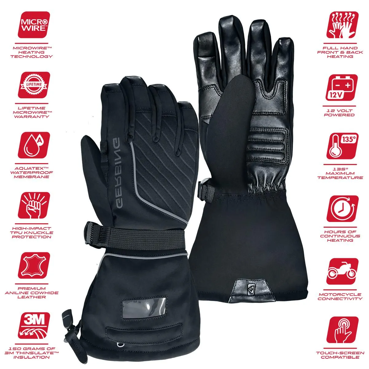 Gerbing GT5 12V Hybrid Heated Motorcycle Gloves