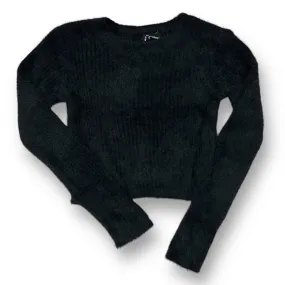 Girls Art Class Size 6/7 Black Ribbed Faux Fur Crop Sweater