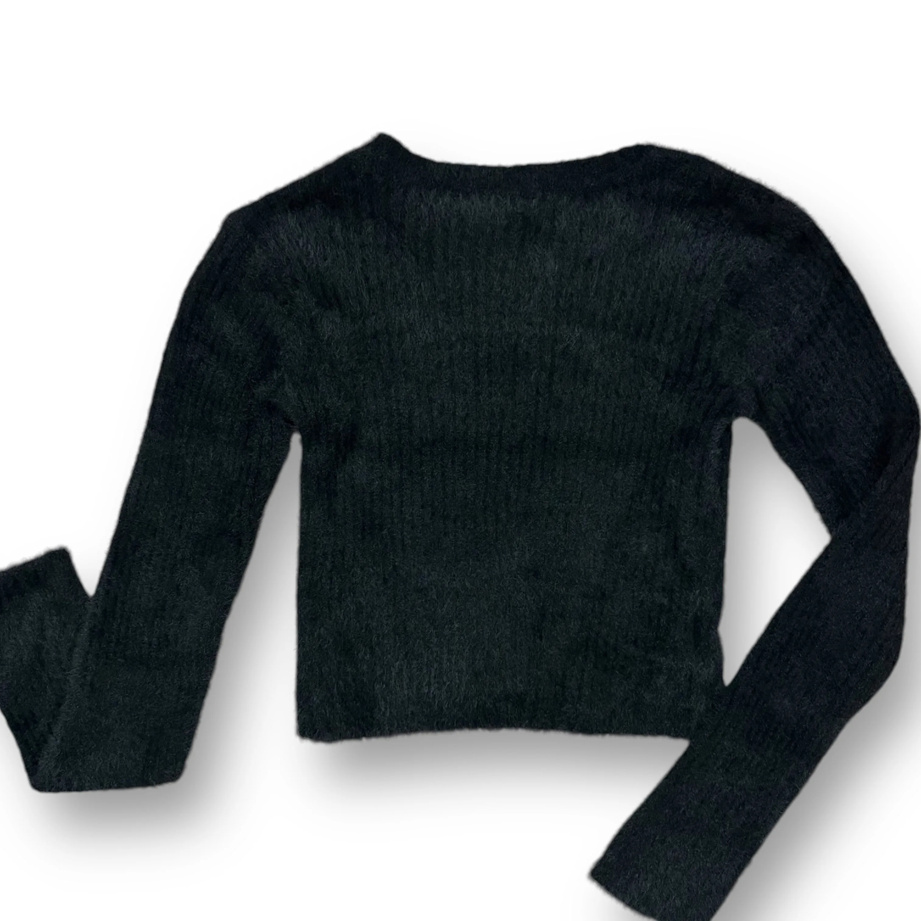 Girls Art Class Size 6/7 Black Ribbed Faux Fur Crop Sweater