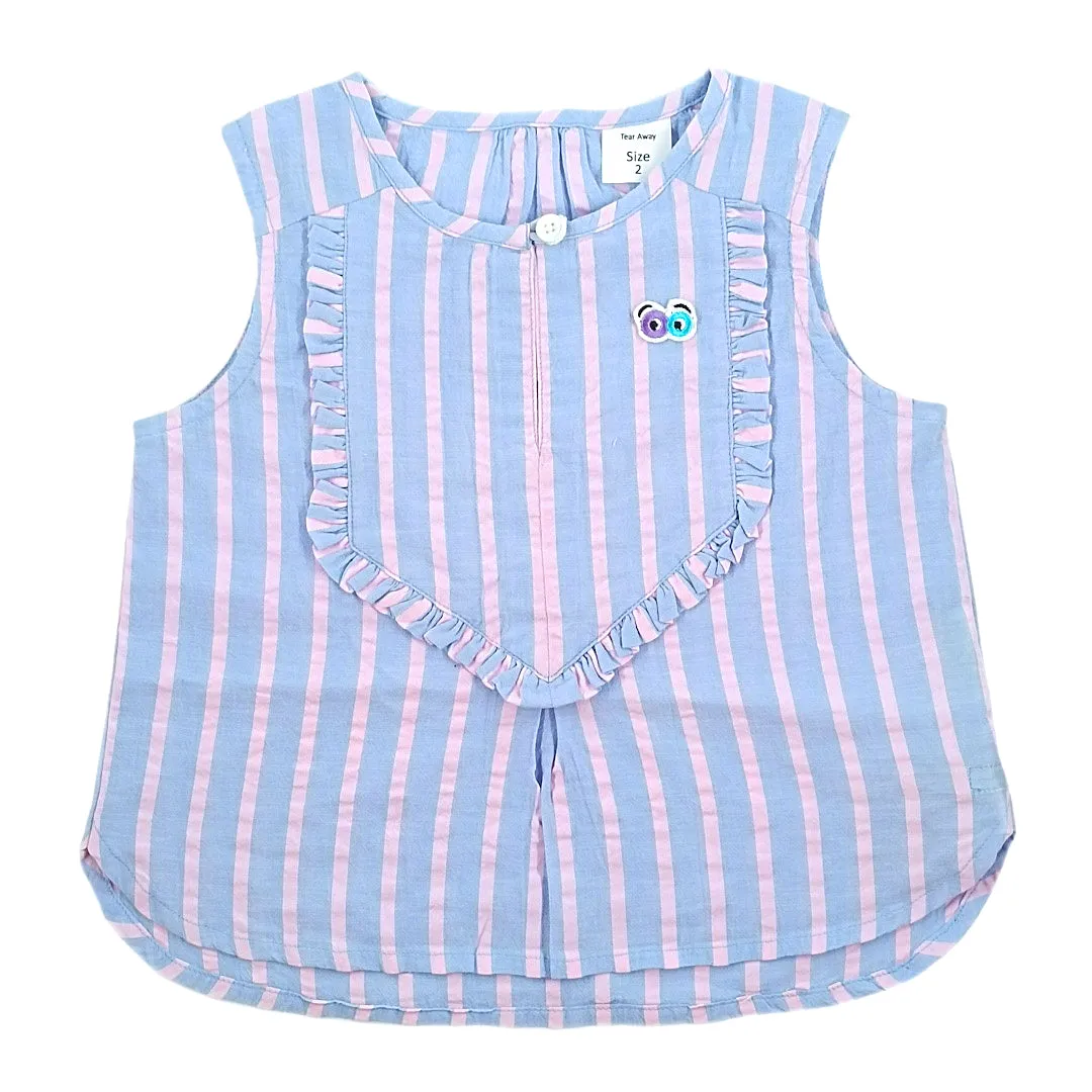 Girls Blue/pink stripe seesucker