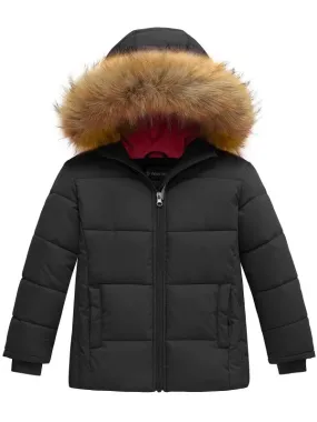 Girls' Outerwear Winter Jackets & Coats Warm with Fur Hood