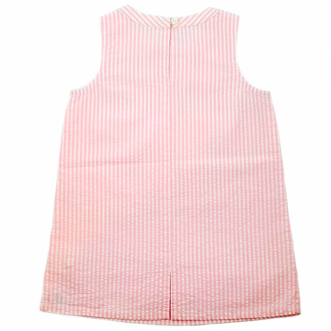 Girls Pastel Pink Seersucker Dress