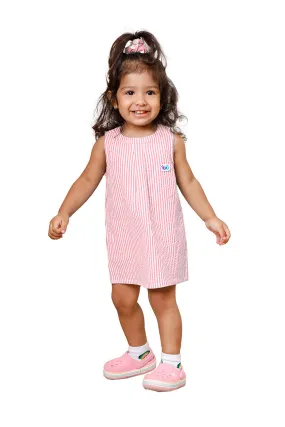 Girls Pastel Pink Seersucker Dress